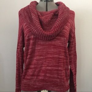 Amber Sun Marled Red Cowl Neck Sweater